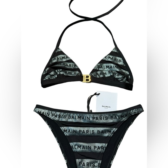 BALMAIN***Black w/ Gold Buckle Bikini Set***Small $485 NWT - Picture 4 of 7